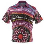 Australia Aboriginal Inspired Polo Shirt - Fish And Dot