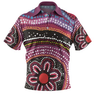 Australia Aboriginal Inspired Polo Shirt - Fish And Dot