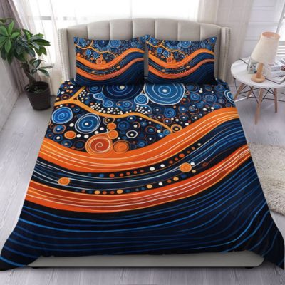 Australia Dreaming Aboriginal Bedding Set - Aboriginal Culture Indigenous Dot Art Painting Inspired Bedding Set