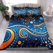 Australia Dreaming Aboriginal Bedding Set - Aboriginal Culture Indigenous Dot Painting Color Inspired Bedding Set