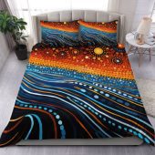 Australia Dreaming Aboriginal Bedding Set - Aboriginal Dot Painting Art Indigenous Culture Inspired Bedding Set