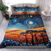 Australia Dreaming Aboriginal Bedding Set - Aboriginal Culture Indigenous Land Dot Painting Art Inspired Bedding Set