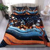 Australia Dreaming Aboriginal Bedding Set - Aboriginal Culture Indigenous Trees Dot Painting Art Inspired Bedding Set