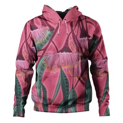 Australia Flowers Aboriginal Hoodie - Aboriginal Dot Art Of Australian Native Eucalyptus Tree Branch Hoodie