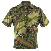 Australia Flowers Aboriginal Polo Shirt - Aboriginal Dot Art Of Australian Native Flower Hakea Sericea Polo Shirt