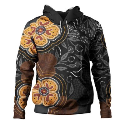 Australia Aboriginal Hoodie - Aboriginal Dot Art With Bush Flowers Hoodie