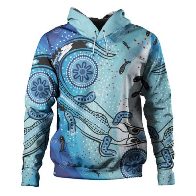 Australia Dot Painting Inspired Aboriginal Hoodie - Aboriginal Dot Art With Crocodile Hoodie
