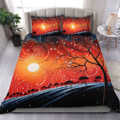 Australia Aboriginal Bedding Set - Aboriginal Dot Painting Style Art Dreamtime Story Bedding Set