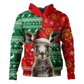 Australia Hoodie Aboriginal Dot With Kangaroo Santa Hat Designs