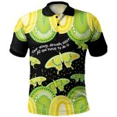Australia Polo Shirt - Aboriginal Green Butterflies Art Inspired