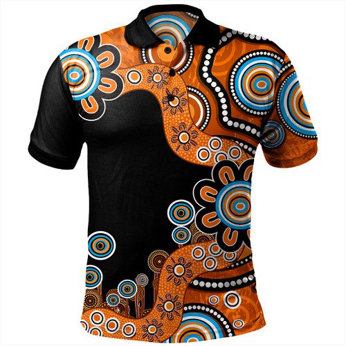 Australia Polo Shirt Aboriginal Indigenous Dot Painting Orange Australia Polo Shirt Aboriginal Indigenous Dot Painting Orange