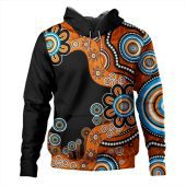 Australia Hoodie Aboriginal Indigenous Dot Painting Orange