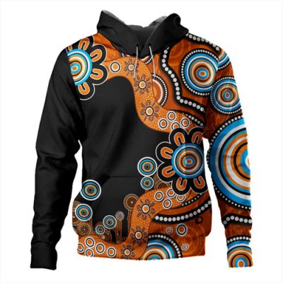 Australia Hoodie Aboriginal Indigenous Dot Painting Orange