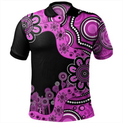 Australia Polo Shirt Custom Maori Pattern Aboriginal Indigenous Dot Painting Baby Pink