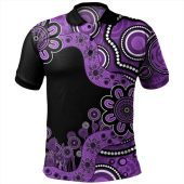 Australia Polo Shirt Aboriginal Indigenous Dot Painting Purple