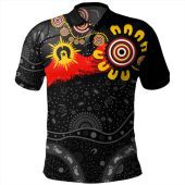 Australia Polo Shirt Aboriginal Indigenous Dot Painting With Flag