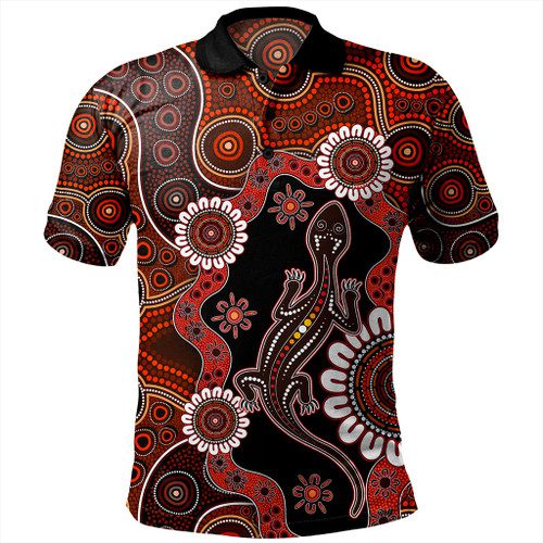 Australia Polo Shirt Aboriginal Inspired Lizard Dot Painting Australia Polo Shirt Aboriginal Inspired Lizard Dot Painting