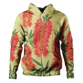 Australia Flowers Aboriginal Hoodie - Aboriginal Painting Red Bottle Brush Tree Hoodie