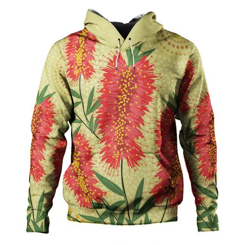 Australia Flowers Aboriginal Hoodie - Aboriginal Painting Red Bottle Brush Tree Hoodie Australia Flowers Aboriginal Hoodie - Aboriginal Painting Red Bottle Brush Tree Hoodie