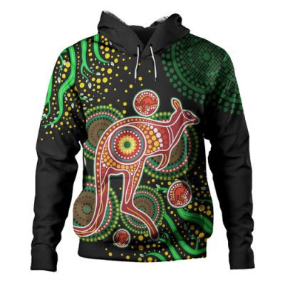Australia Kangaroo Aboriginal Custom Hoodie - Aboriginal Plant With Kangaroo Colorful Art Hoodie