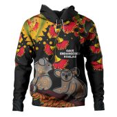 Australia Hoodie - Aboriginal Save Endangered Koalas Red Bottle Brush Flower
