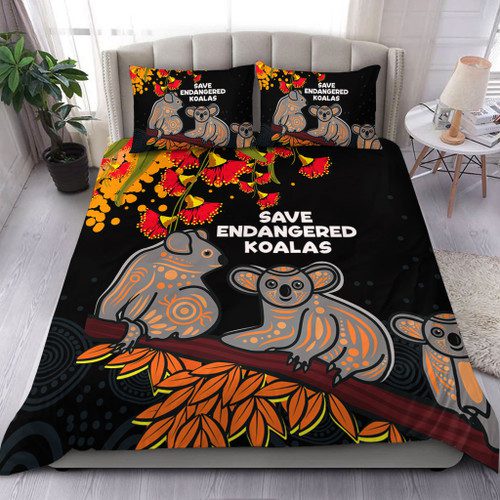 Australia Koala Bedding Set - Aboriginal Save Endangered Koalas Red Bottle Brush Flower Bedding Set Australia Koala Bedding Set - Aboriginal Save Endangered Koalas Red Bottle Brush Flower Bedding Set
