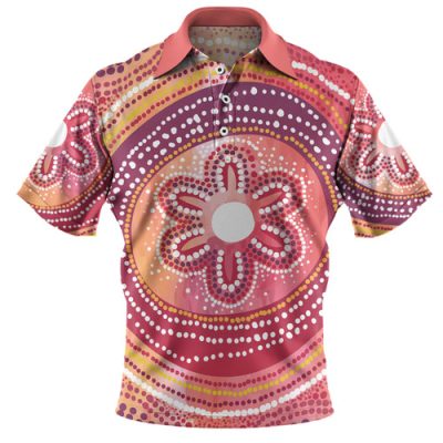 [Custom] Australia Polo Shirt- Aboriginal Inspired Style & Flag, Dot Painting