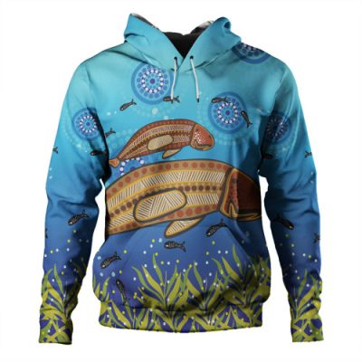Australia Aboriginal Hoodie - Mother And Baby Dugong Aboriginal Art Inspired Hoodie