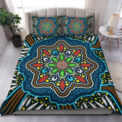 Australia Bedding Set Aboriginal Big Flowers In Dot Painting Inspired