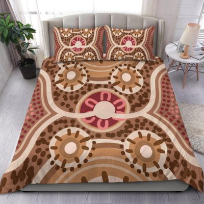 Australia Aboriginal Bedding Set - Aboriginal Dot Art Style Painting Inspired Bedding Set