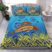 Australia Aboriginal Bedding Set - Mother And Baby Dugong Aboriginal Art Bedding Set