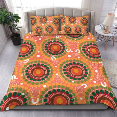 Australia Aboriginal Bedding Set - Abstract Seamless Pattern With Aboriginal Inspired Bedding Set