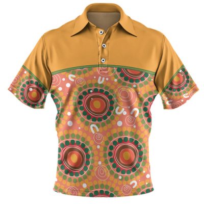 Australia Aboriginal Custom Polo Shirt - Abstract Seamless Pattern With Aboriginal Inspired Polo Shirt