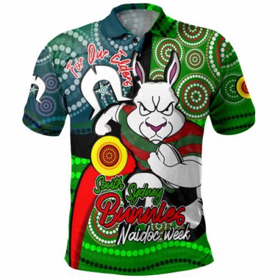 South Sydney Rabbitohs Custom Polo Shirt - Rabbitohs Bunnies Naidoc Week For Our Elders With Dot Bunnies Sport Style Polo Shirt