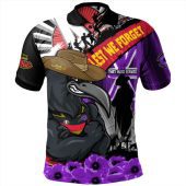 Adelaide Crows Polo Shirt ANZAC Day Honor Purple Valor And Spirit