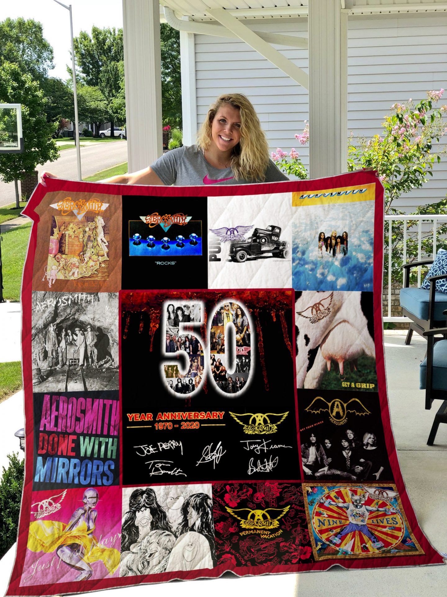 Aerosmith 50th Anniversary Quilt Blanket Aerosmith 50th Anniversary Quilt Blanket