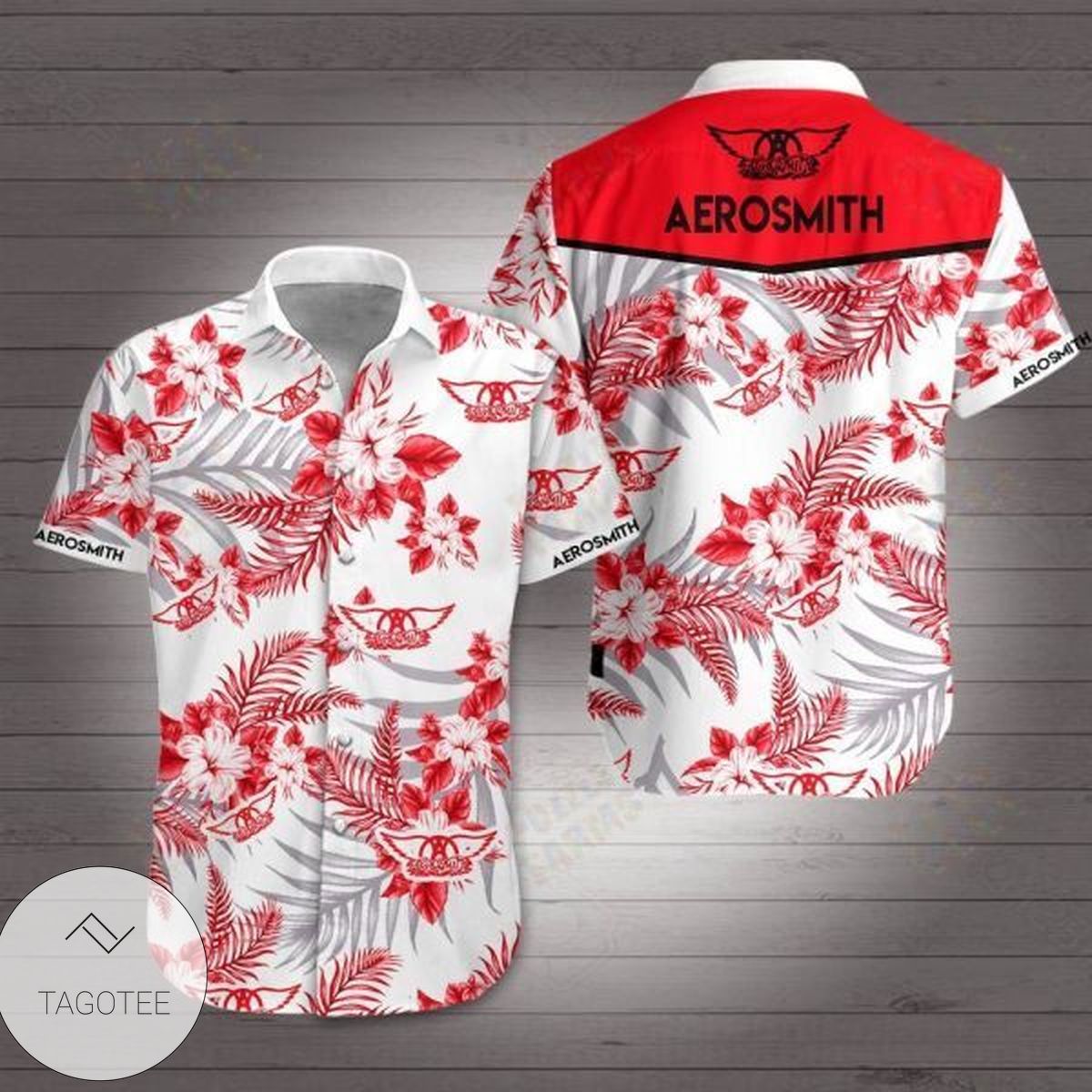 Aerosmith Red White Hawaiian Shirt Aerosmith Red White Hawaiian Shirt