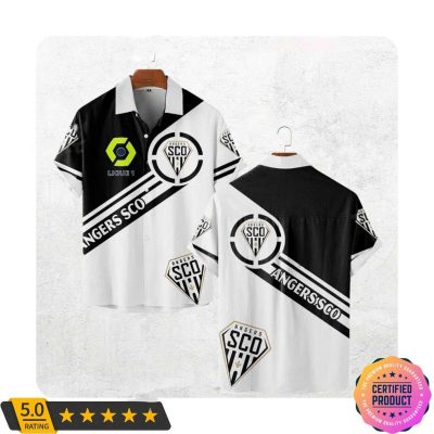 Angers SCO Ligue 1 Black White Hawaiian Shirt