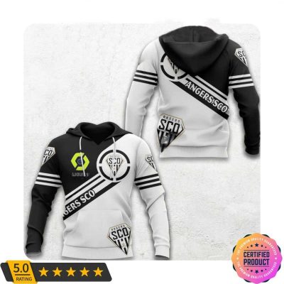 Angers SCO Ligue 1 Black White Pullover Hoodie
