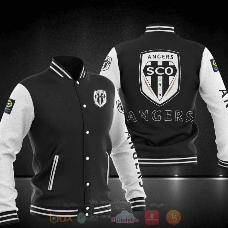 Angers SCO Black White Baseball Jacket Angers SCO Black White Baseball Jacket