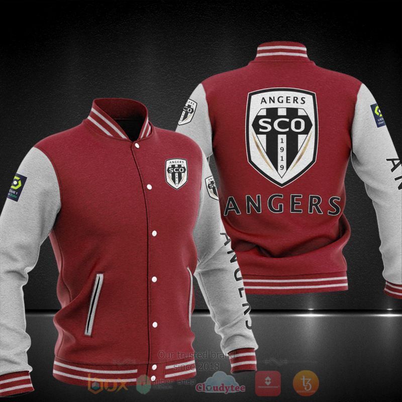 Angers SCO Maroon White Baseball Jacket Angers SCO Maroon White Baseball Jacket