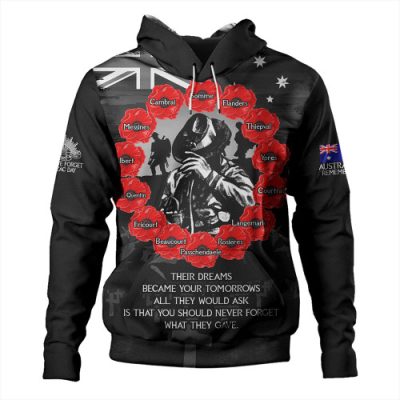 Australia Hoodie Anzac Day Lest We Forget Battlefields Remembered
