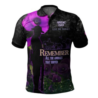 Anzac Day Polo Shirt - Remember All Animals That Served