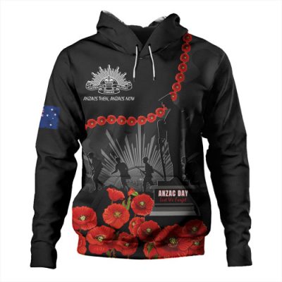Australia Anzac Day Hoodie - Anzac Day '' Lest We Forget '' Quotes With Stripes Patterns Hoodie