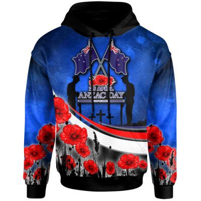 Anzac Day NZ Australia Hoodie -  Poppies Flowers