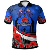 Anzac Day NZ Australia Polo Shirt -  Poppies Flowers