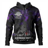 Australia Hoodie Anzac Day Purple Poppy Tribute Remembered Together