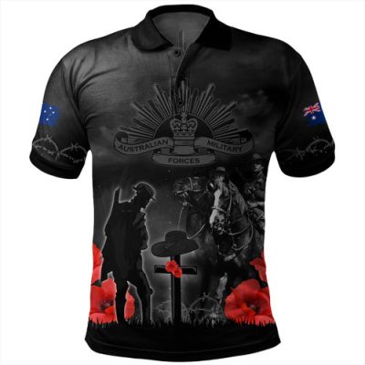 Australia Polo Shirt Anzac Lest We Forget Light Horse Design