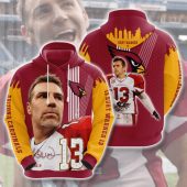 NFL Arizona Cardinals Kurt Warner Red Yellow Pullover Hoodie