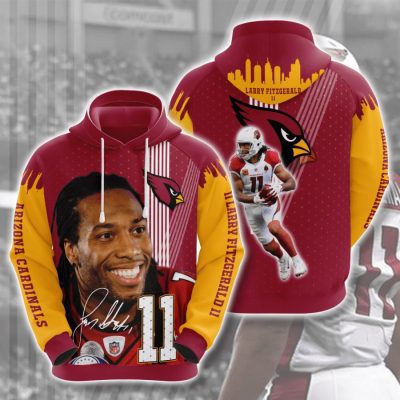 NFL Arizona Cardinals Larry Fitzgerald Red Yellow Pullover Hoodie